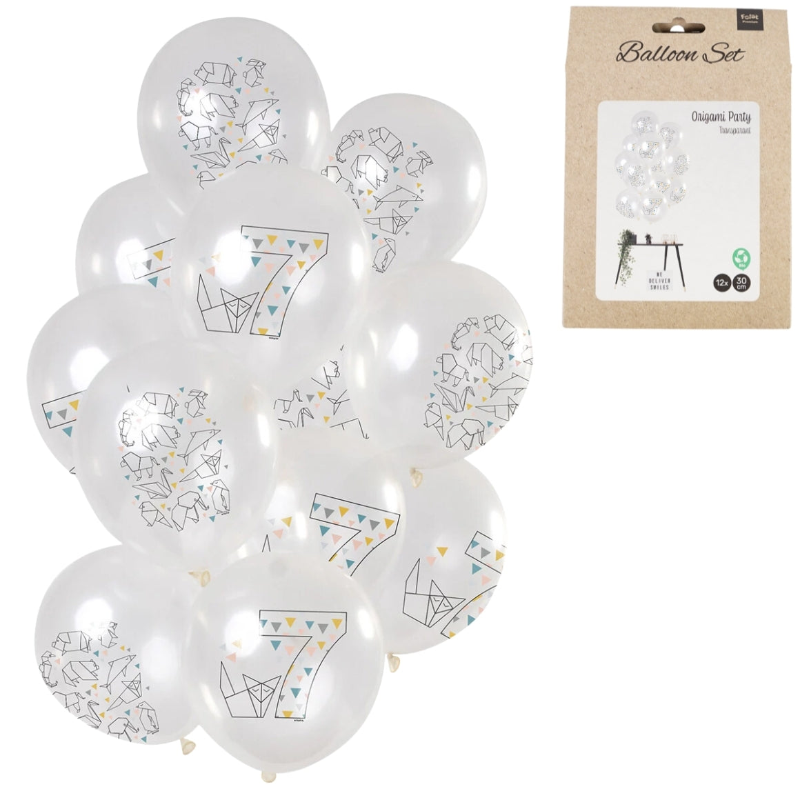Origami Balloons Number 7 Years 30 Cm Set Of 12