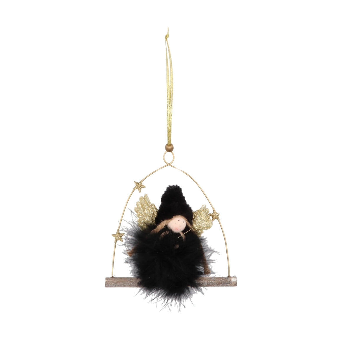 Pendant Fluffy Angel Bow Black 16 Cm