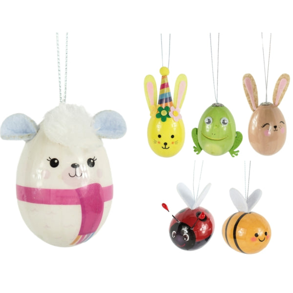 Pendant Egg Animal 5.5 Cm 6 Assorted