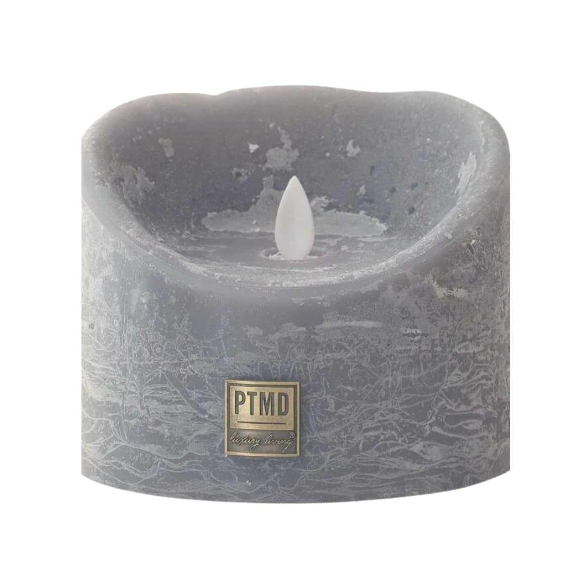Ptmd Led Battery-operated Pillar Candle Xl Grey 12.5 X 10 Cm