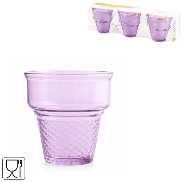 Pasabahce Glace Coupe Verre Lilas 245 Ml Lot De 3