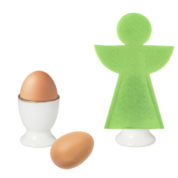 Încălzitor Ouă De Crăciun Înger Pâslă Verde 20 Cm Set De 4
