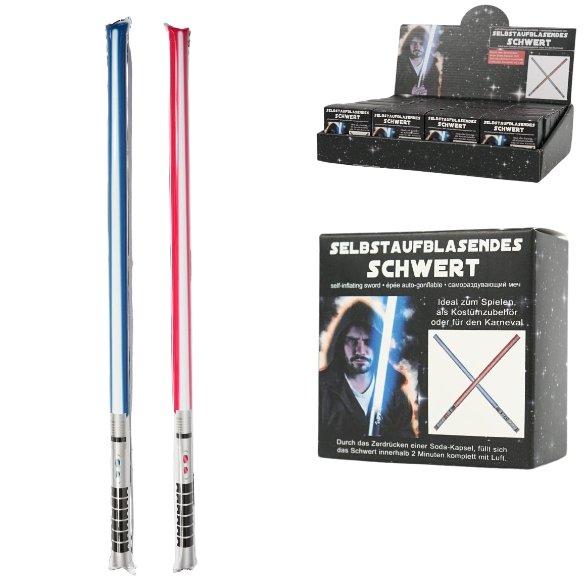 Self-inflating Sword Foil Balloon 95 Cm 2 Assorted