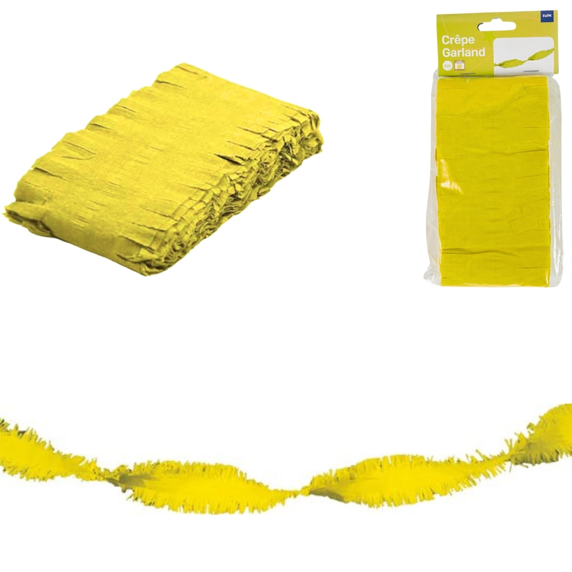 Folat Twist Garland Crepe Paper Yellow 6 Meters
