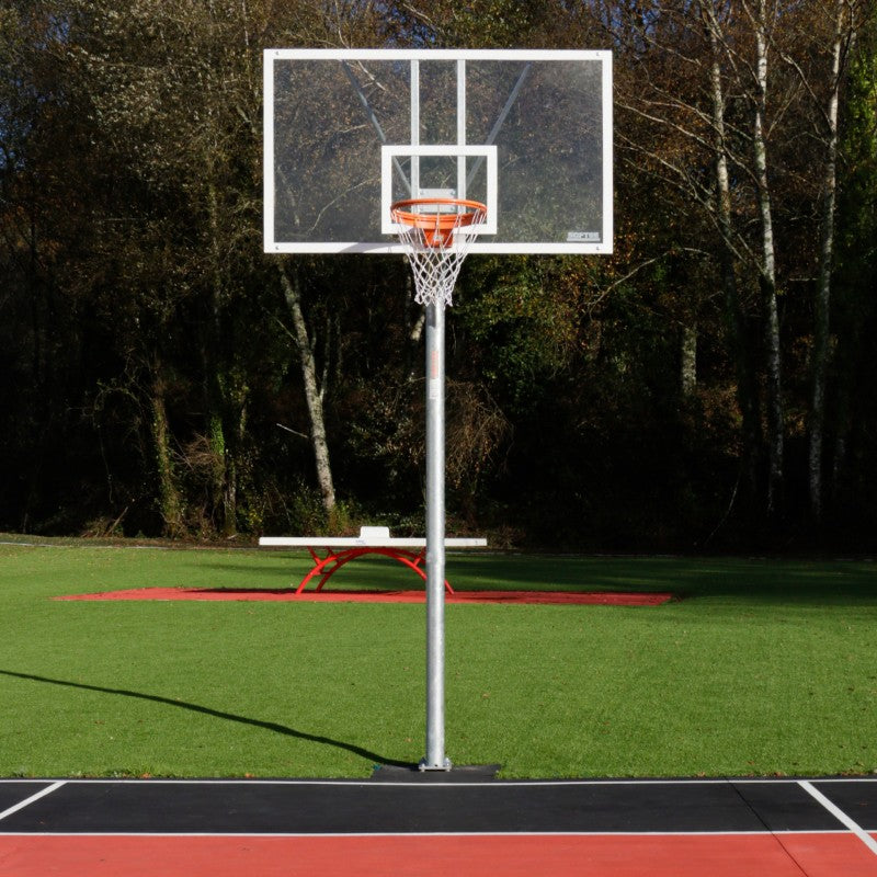 Set Galvanised Basketball Hoop With 114 Mm Tube Fixed With Anchor Base - Without Backboards Or Hoops