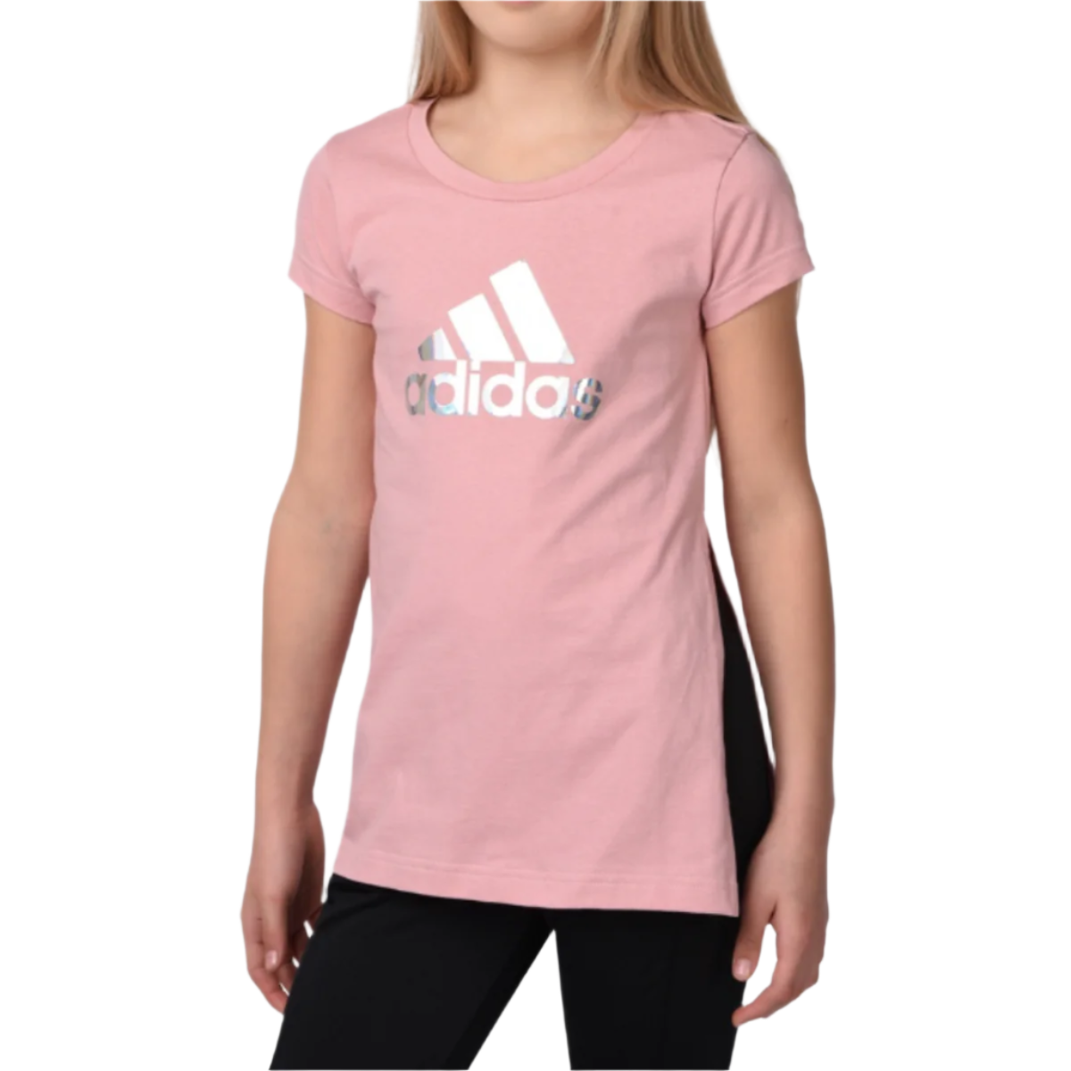 T-léine páistí cló miotalach Adidas