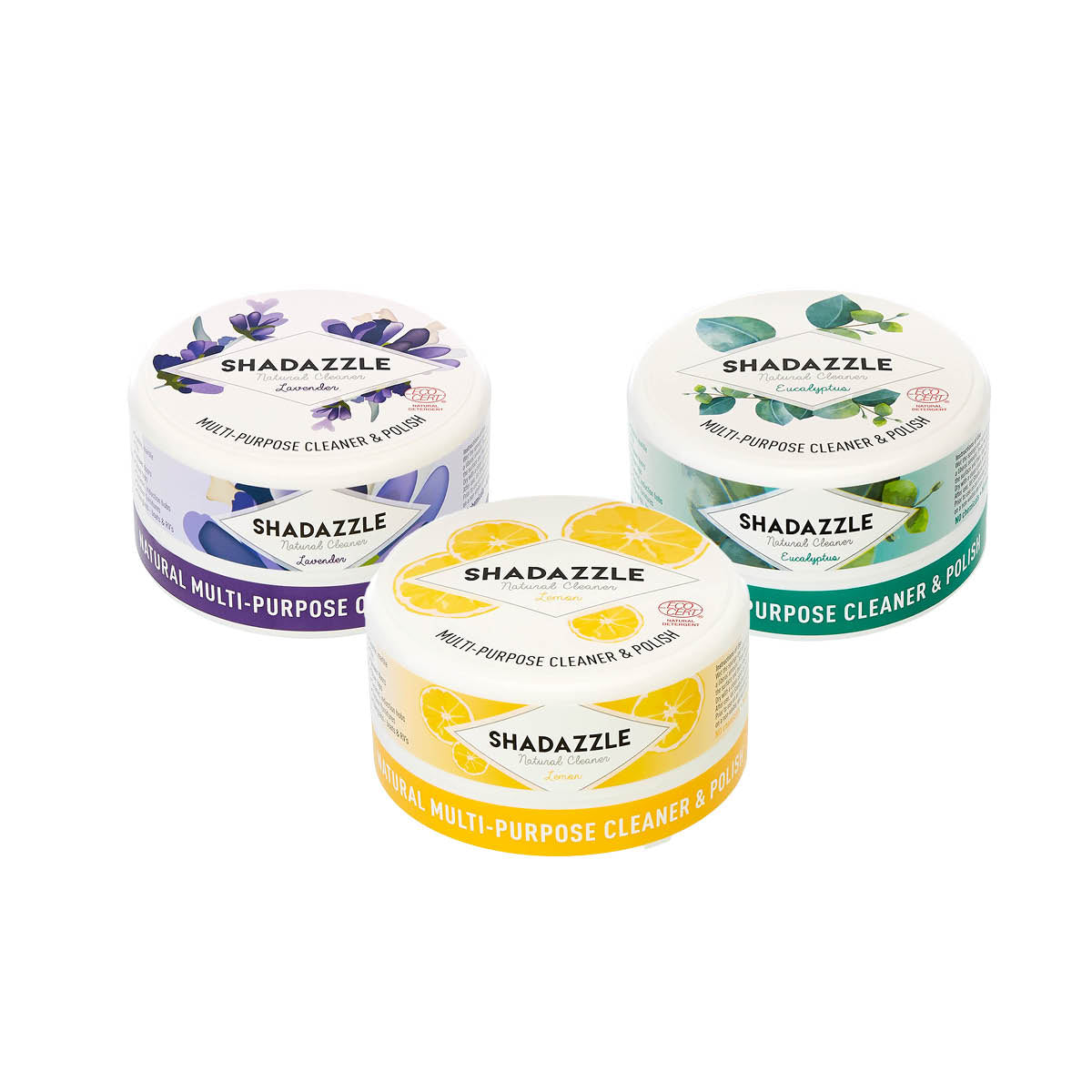Shadazzle Cleaner – Set da 3 – Limone Lavanda ed Eucalipto – Detergente e lucidante multiuso