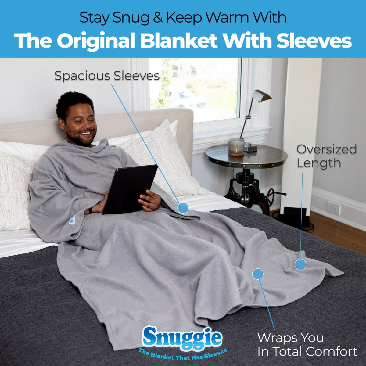 Snuggie - Manta Com Mangas - Cinza