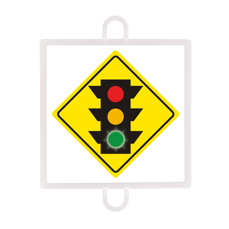 Panneau de signalisation d'avertissement n° 3 (feu vert) multicolore