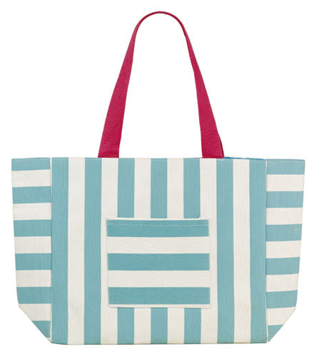 Beco Beach Bag | Canvas | Aqua/white | Approx. 38x34x15 Cm**