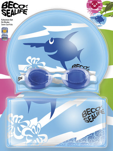 Beco-sealife® | Schwimmbrillen 2er-Set | Schwimmbrille | Badekappe und Tasche | Blau