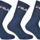 Fila Crew Tennis 3-pack Socks Unisex Navy Blue 39-42