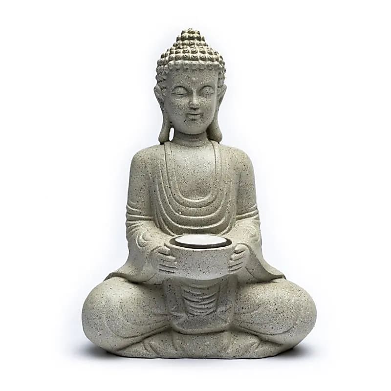 Meditation Buddha With Candleholder Grey Colour - 550 G; 27 Cm