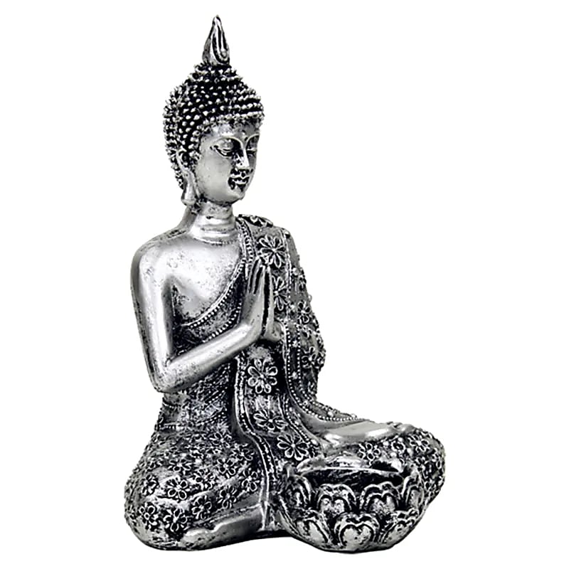 Buda Con Candelabro De Color Plata - 326 G; 20,5 centímetros