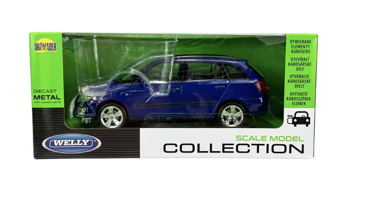 Model auta Welly 1:24 Škoda Fabia Ii 2009 Modrá