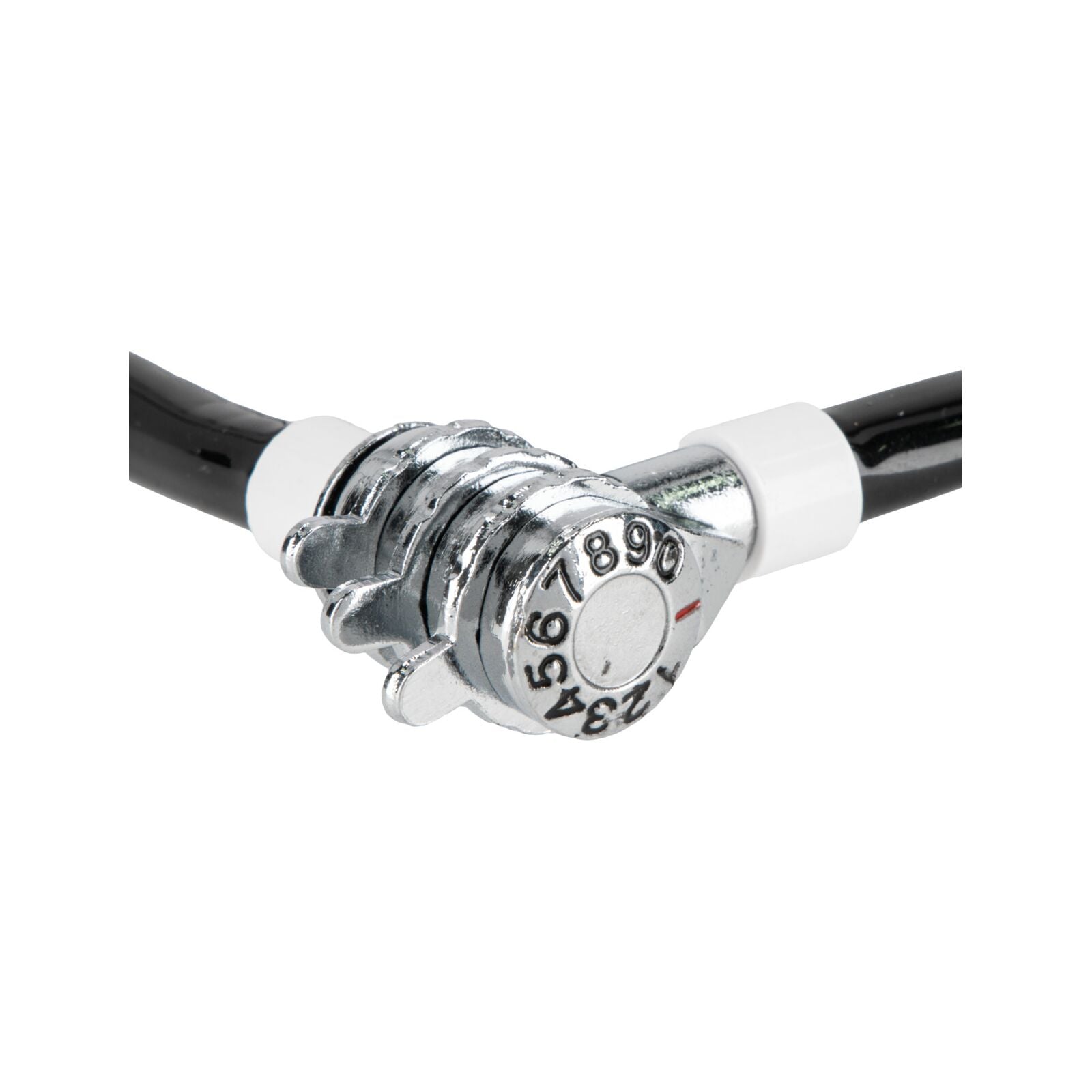Zamek kablowy 550 mm z 3-cyfrowym, chromowanym zamkiem. Kabel o długości 6 mm w kolorze niebieskim lub czerwonym PCV.