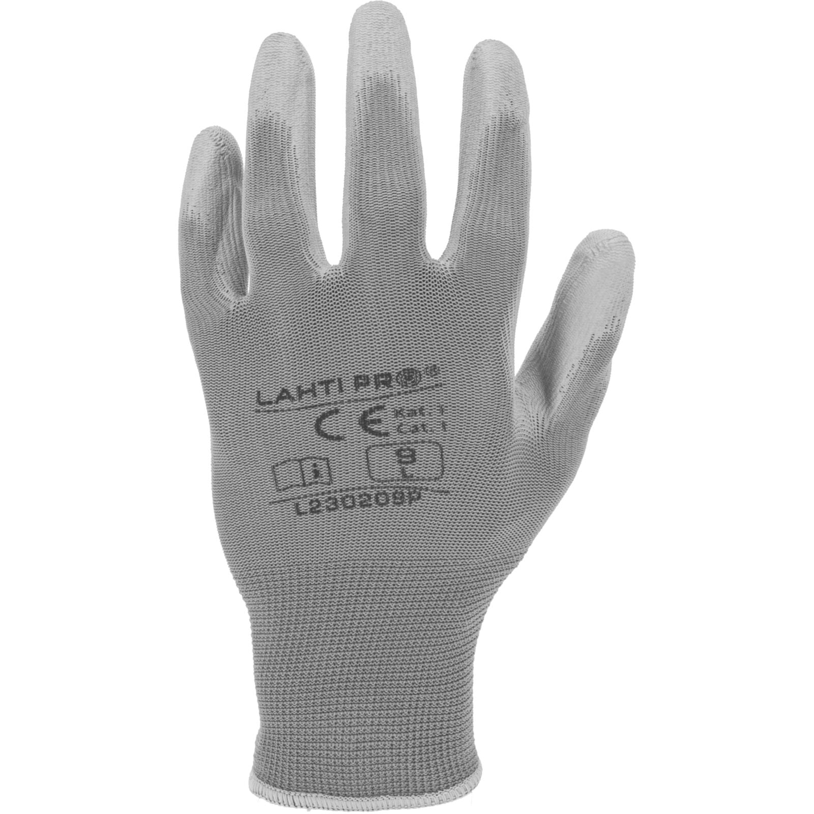 Gloves Pu Grey L230209p 12 Pairs 9  Ce Lahti