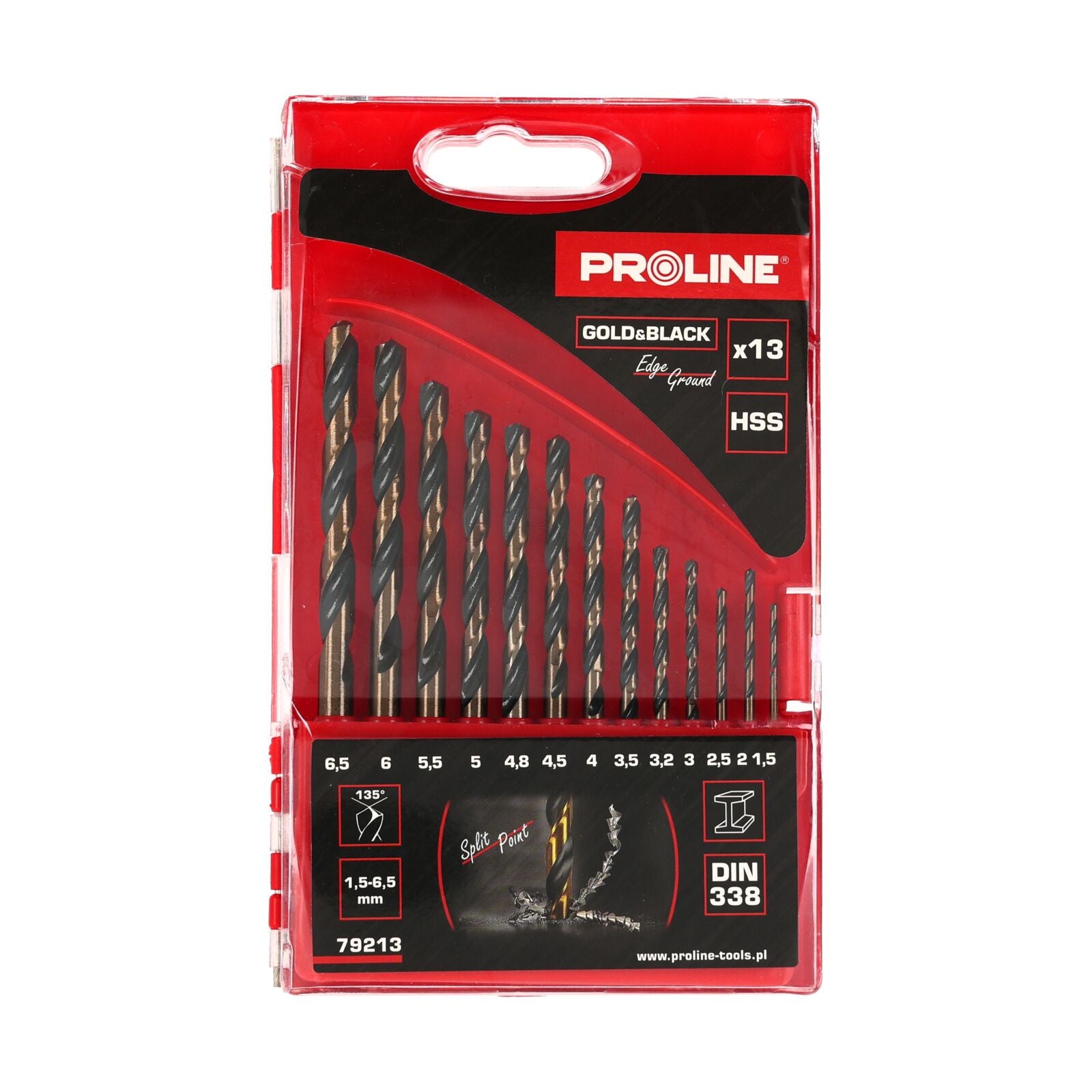 Hss Twist Drill Set 13 Pieces 1.5-6.5 Mm Din338 Proline