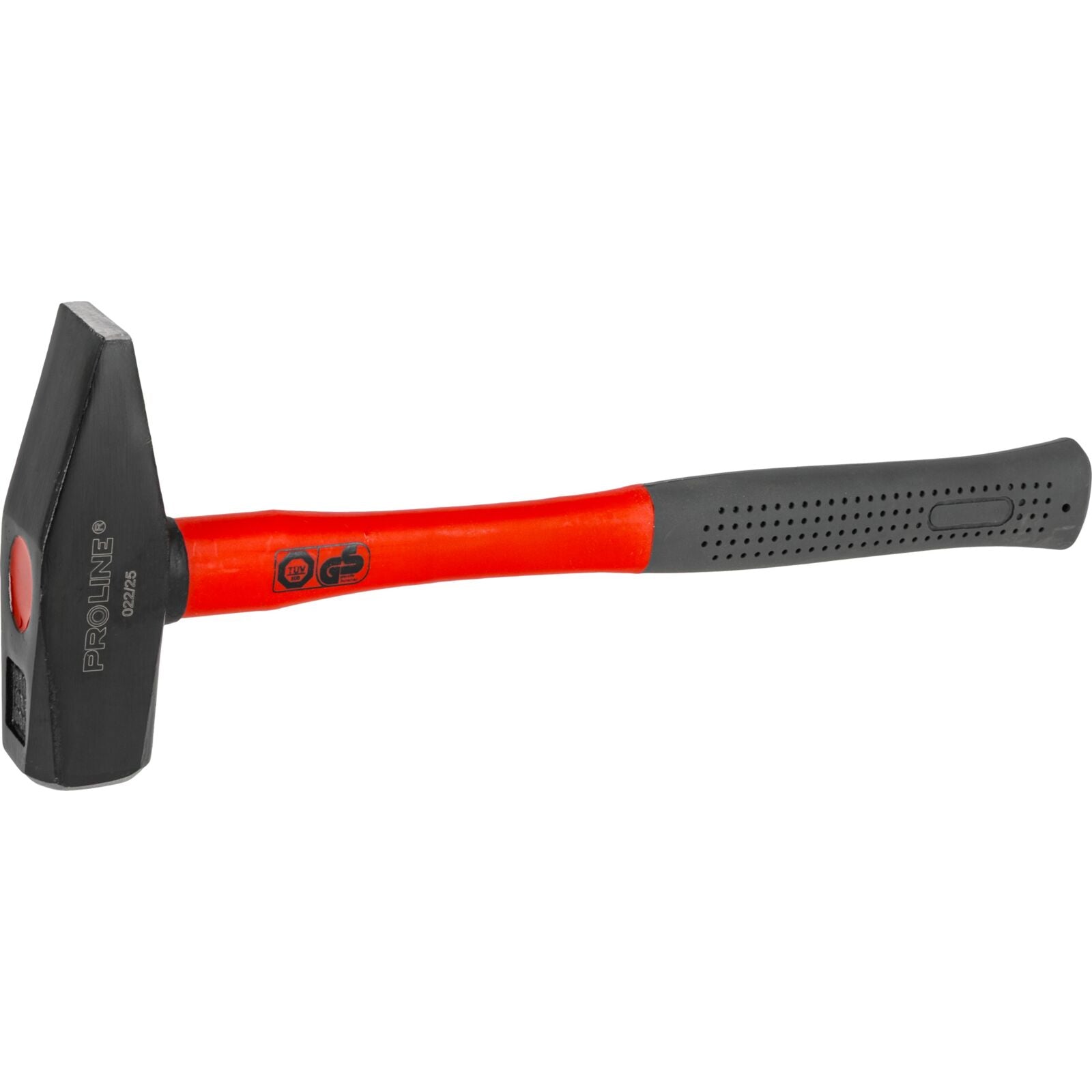 Machinists Hammer 1000g According To Din 1040 Gs Certified Drop Forged Head Stamped With Weight And Din1040 Fiberglass Handle Coated With Yellow Plastic Rubber Black Sleeve Head Painted Black Matt Proline