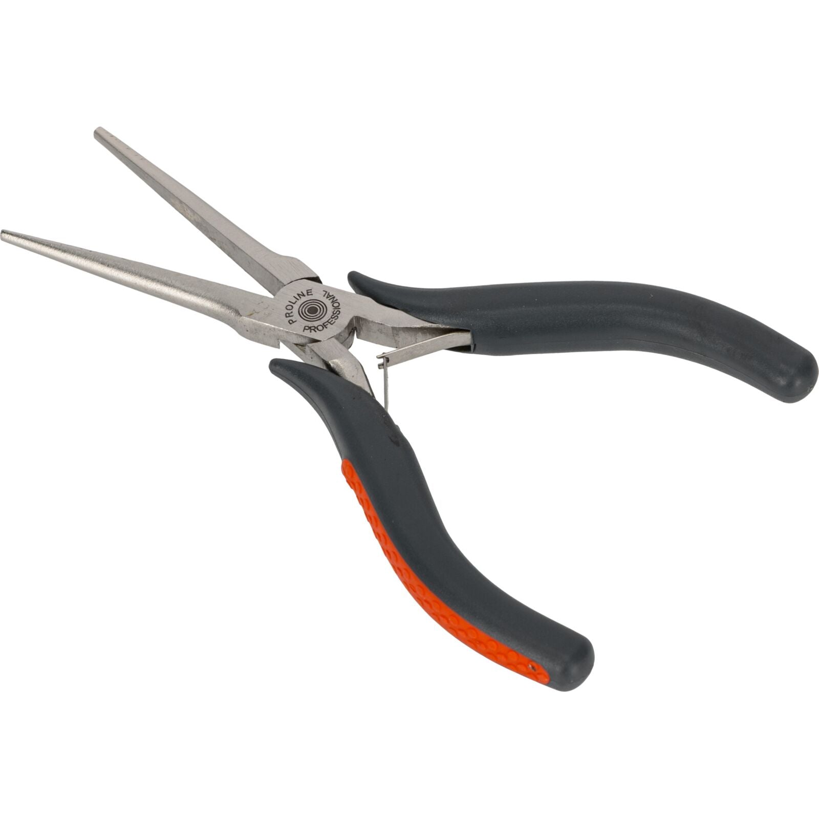 Platbektang 120 mm afgeronde lange kaken satijnen afwerking rode handgrepen met zwarte antislip kunststof plaattype veer Proline