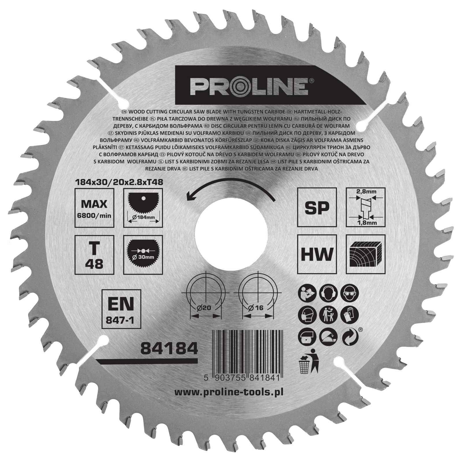 Циркуляр за дърво 184 48 Proline