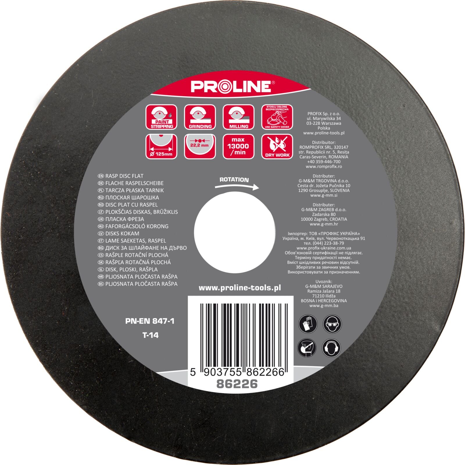 Flache Schleifscheibe 125 mm Proline