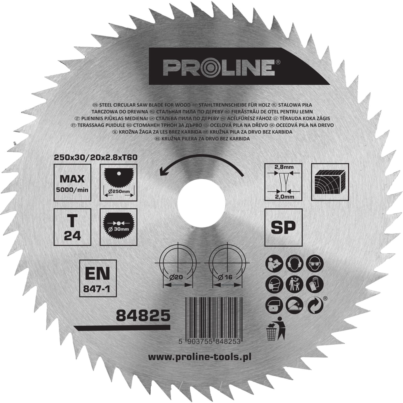 Circular Saw For Wood 250 Mm 60t Carbon Free Proline