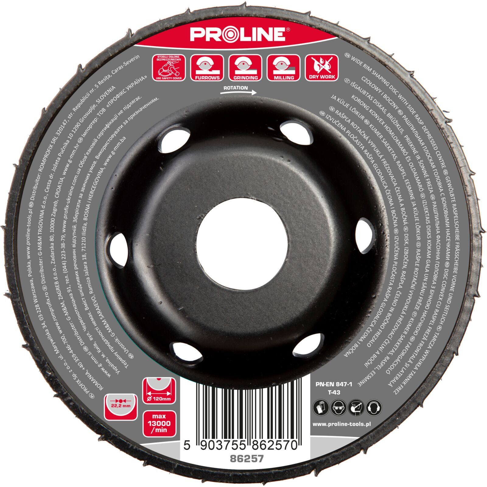 Диск с широка клапа със странично ръкохватка 120 mm Proline