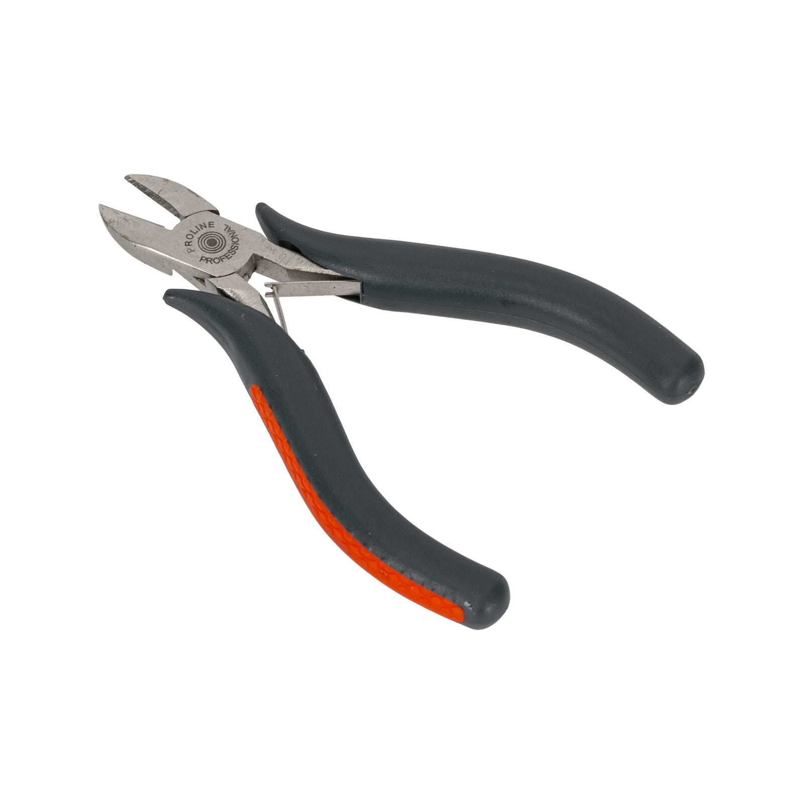 Mini zijsnijtang 110 mm matrijsgesmeed gehard plat veer gesatineerd rode kunststof handgrepen met zwart antislipmateriaal Proline