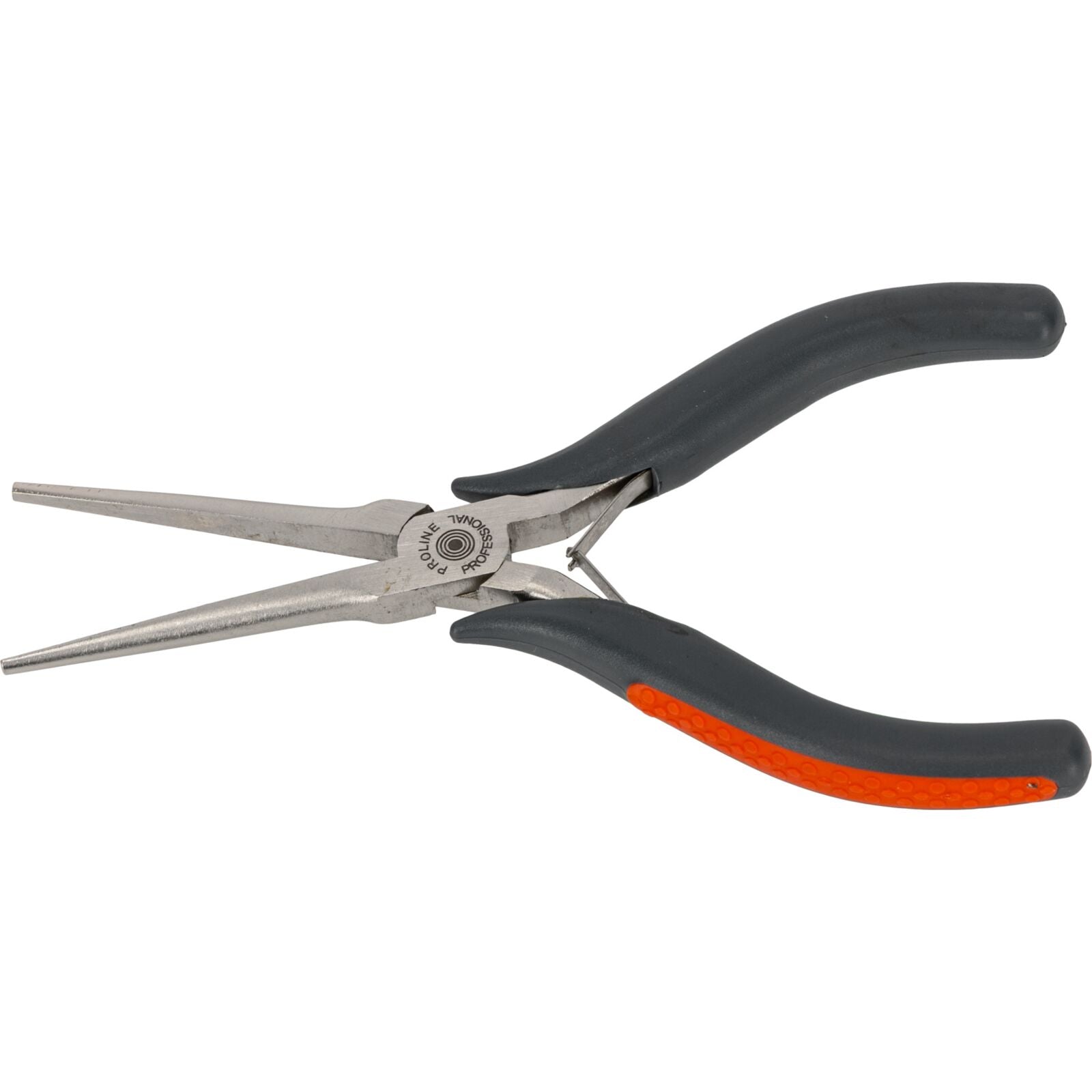 Platbektang 120 mm afgeronde lange kaken satijnen afwerking rode handgrepen met zwarte antislip kunststof plaattype veer Proline