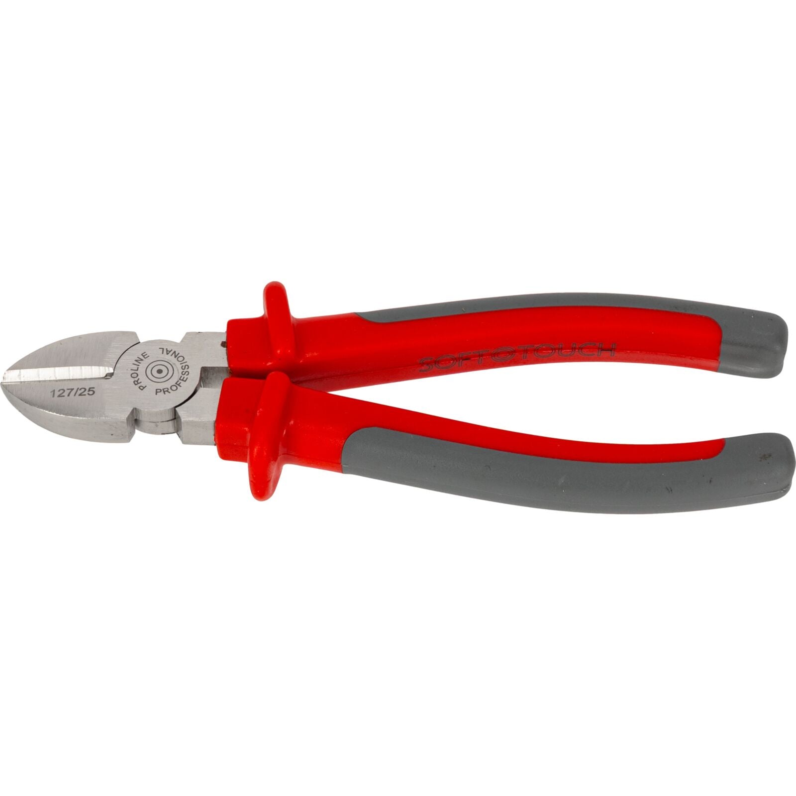Diagonale zijsnijtang 180 mm matrijsgesmeed gehard satijnen afwerking heavy duty grijze kunststof en donkerblauwe rubberen handgreep Proline