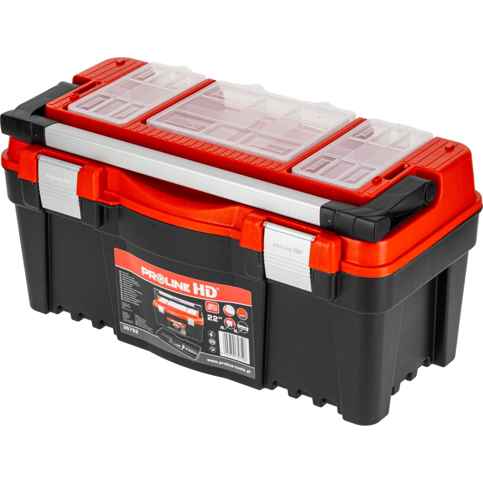 Caixa de ferramentas de plástico de 2255 x 27 x 28 cm com travas de metal Proline Hd