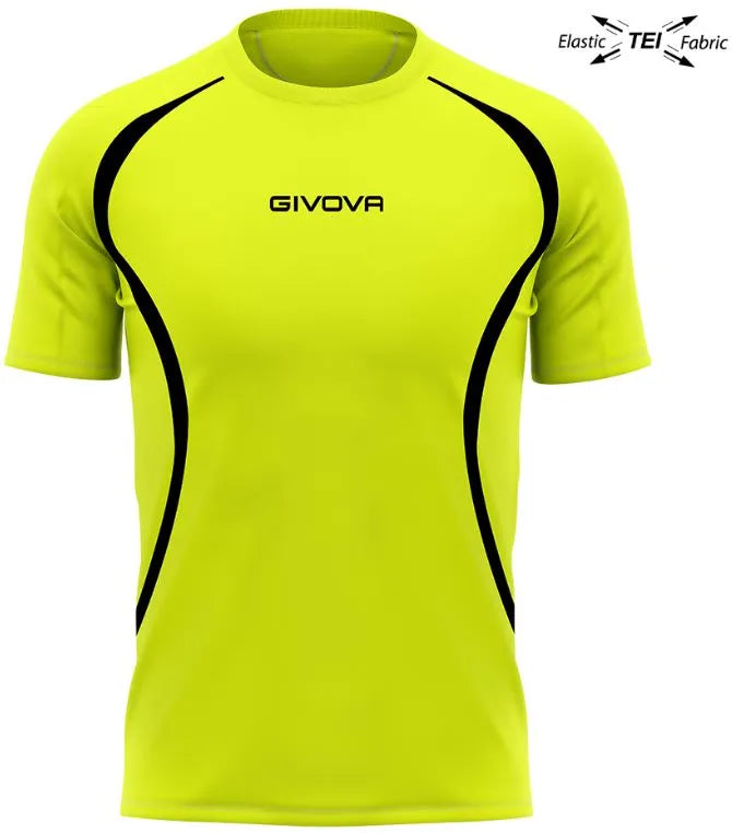 Running T-shirt Unisex Givova Running Fluo Yellow-black Yellow/black