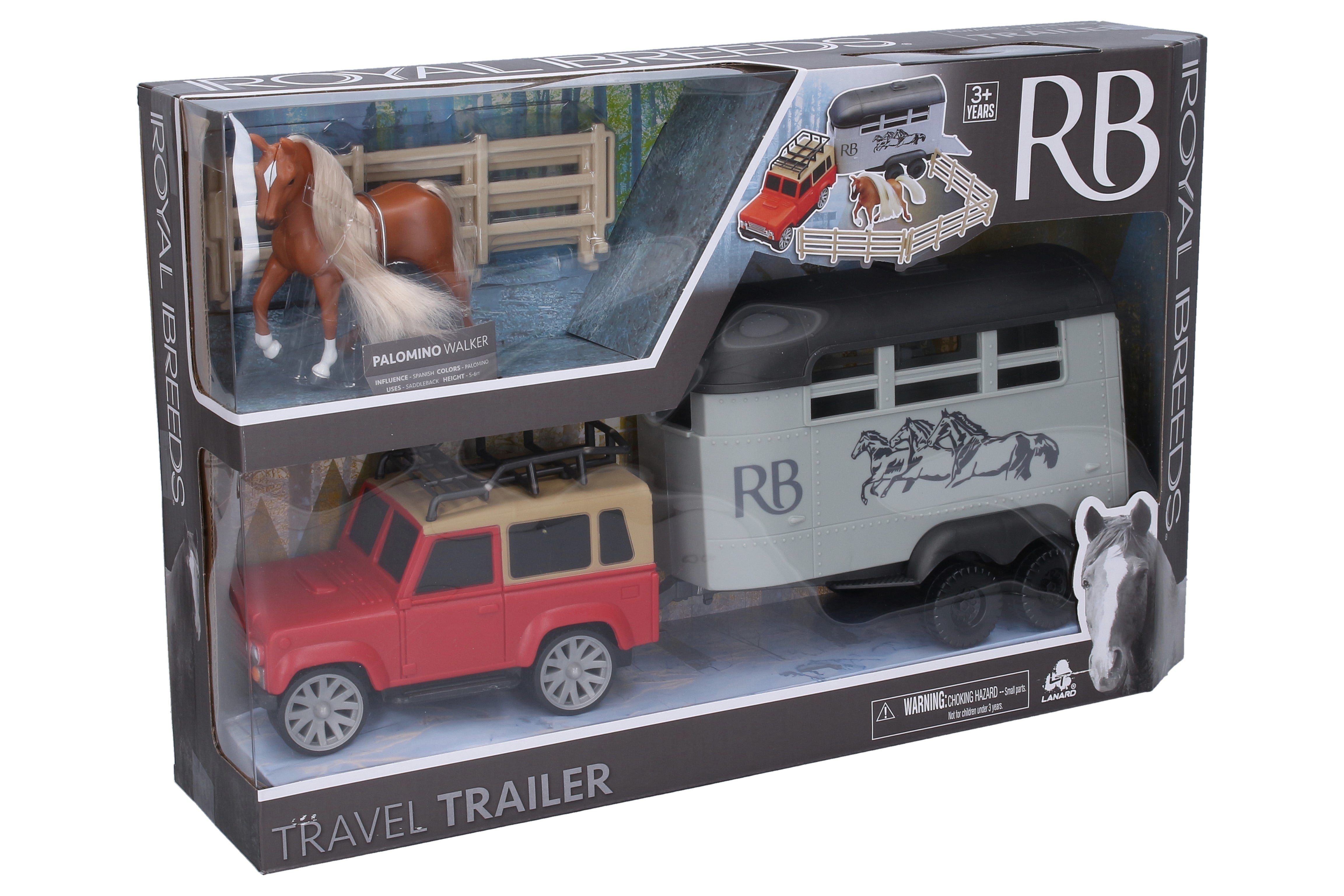 Royal Breeds - Cheval 10 Cm Avec Voiture Et Remorque 35 Cm