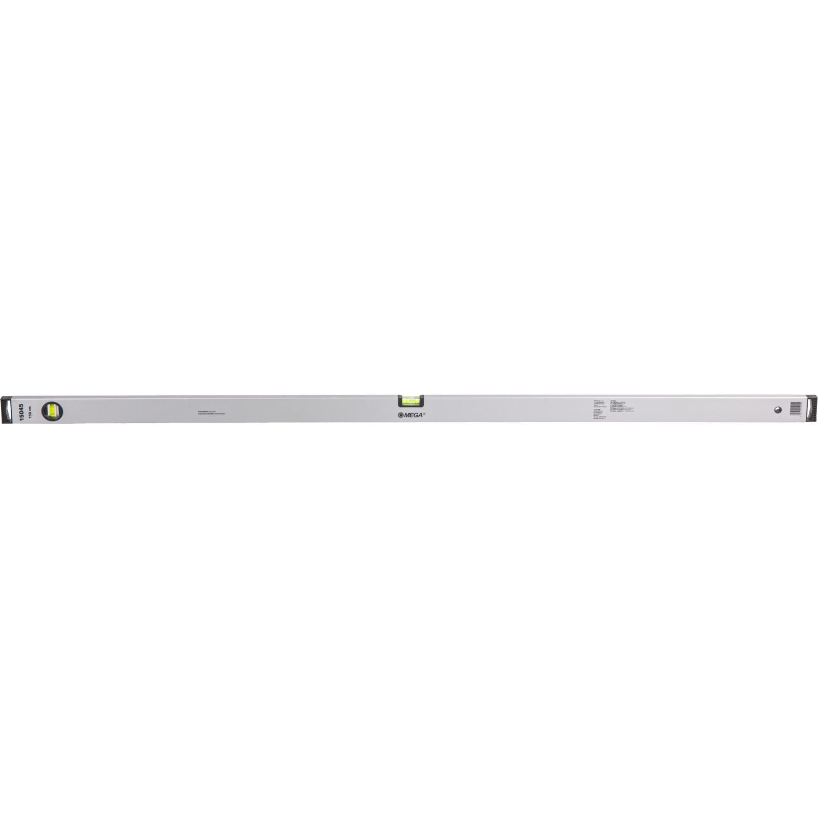 Caixa Aluminim Spirit Level 1500 Mm 2 frascos - Parede Horizontal e Vertical 1 Mm de Espessura. Precisão 1mm1m. Cor Prata. Extremidades pretas de plástico que absorvem choques.