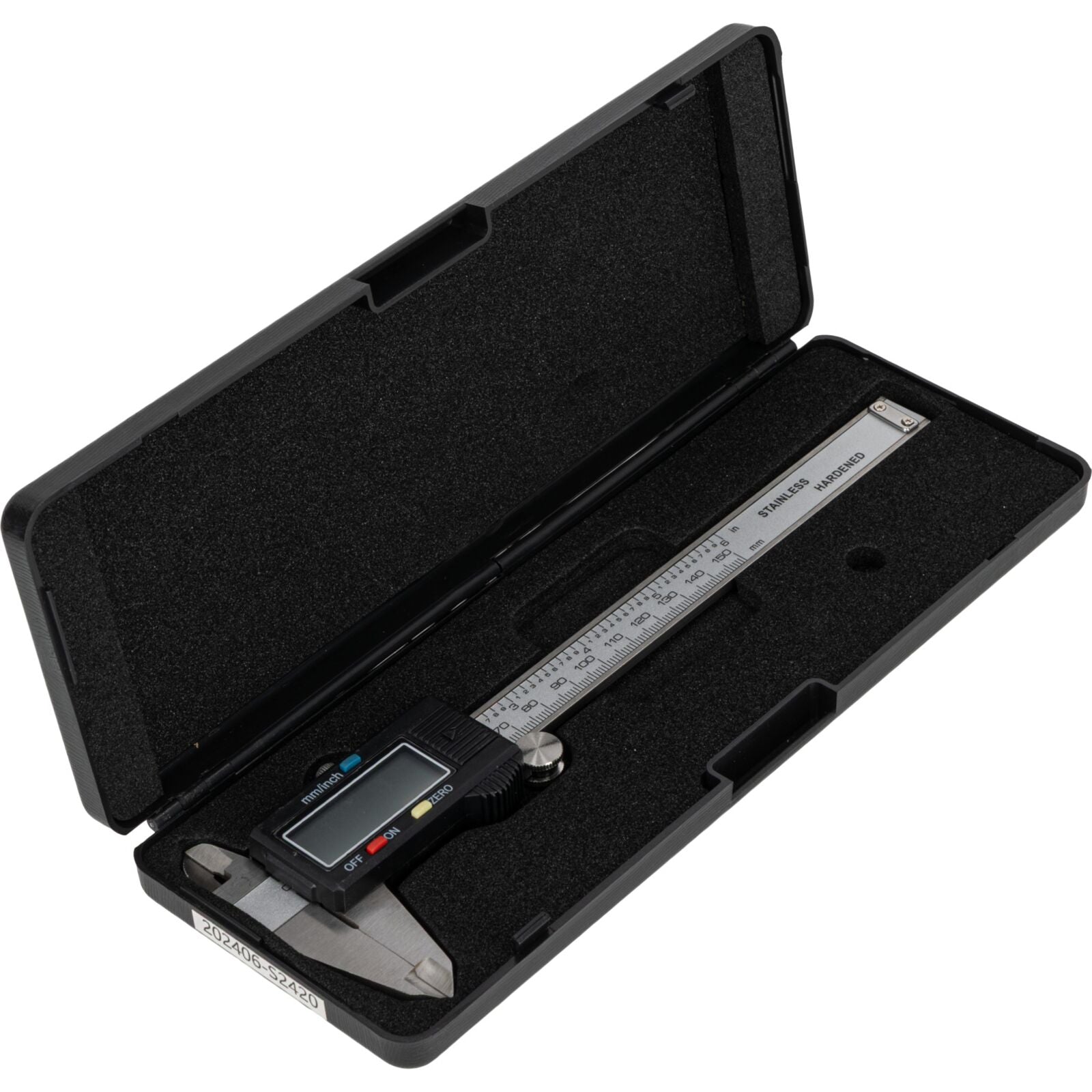 Digitální posuvné měřítko Verinier 150mm0 02 Mm. Offon Zero Mm Inch Swiche. Nerez. Dodáváno se dvěma bateriemi - jedna náhradní.