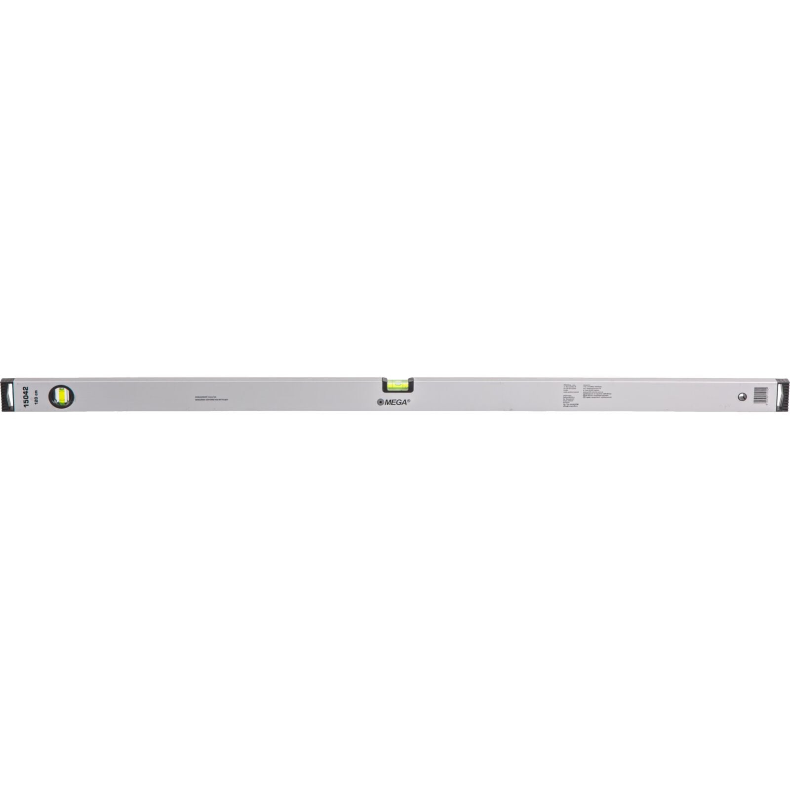 Caixa Aluminim Spirit Level 1200 Mm 2 frascos - Parede Horizontal e Vertical 1 Mm de Espessura. Precisão 1mm1m. Cor Prata. Extremidades pretas de plástico que absorvem choques.