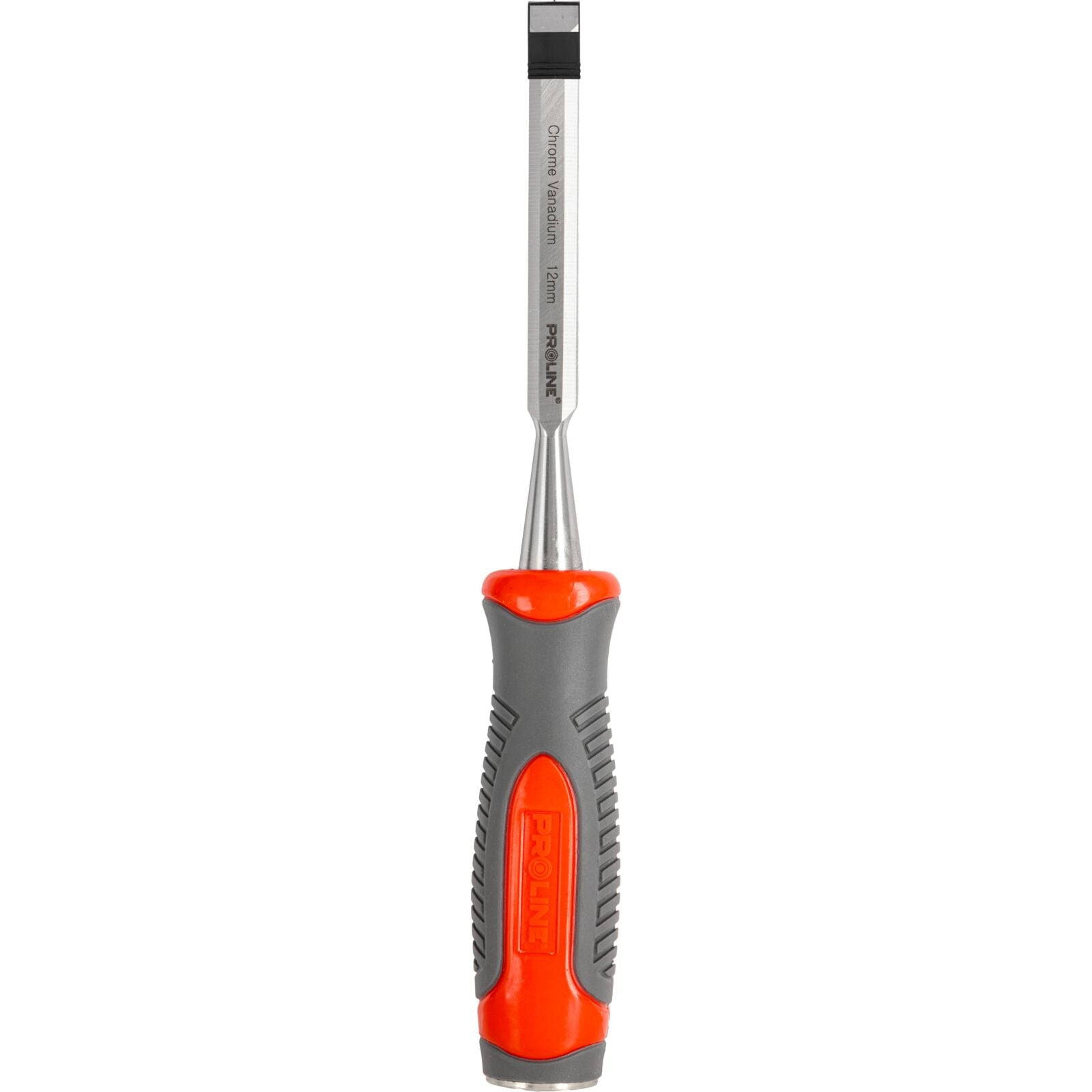 Ciseau à bois 12 mm plat renforcé chrome-vanadium 60 Hrc manche composite (tpr) surface antidérapante Proline