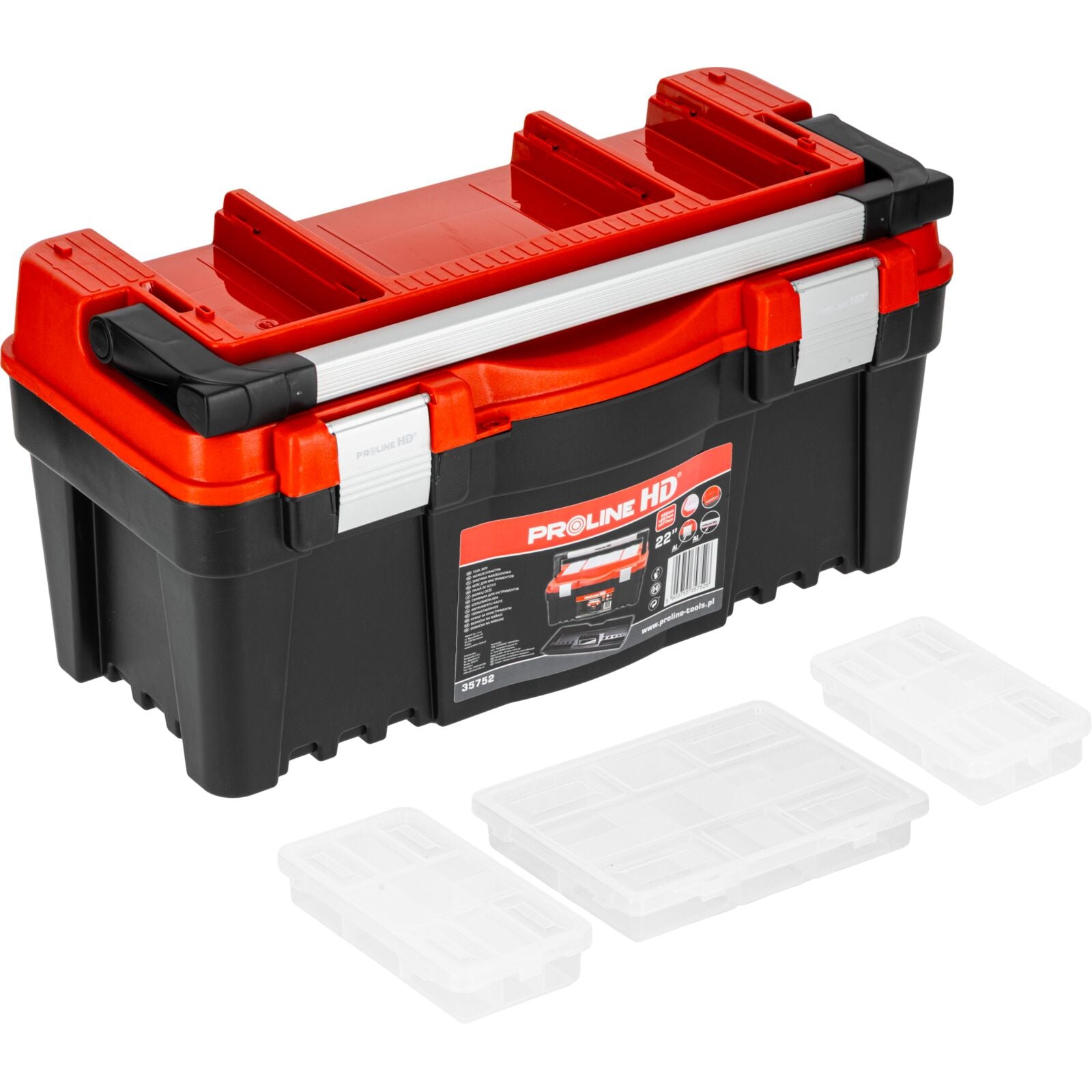 Caixa de ferramentas de plástico de 2255 x 27 x 28 cm com travas de metal Proline Hd