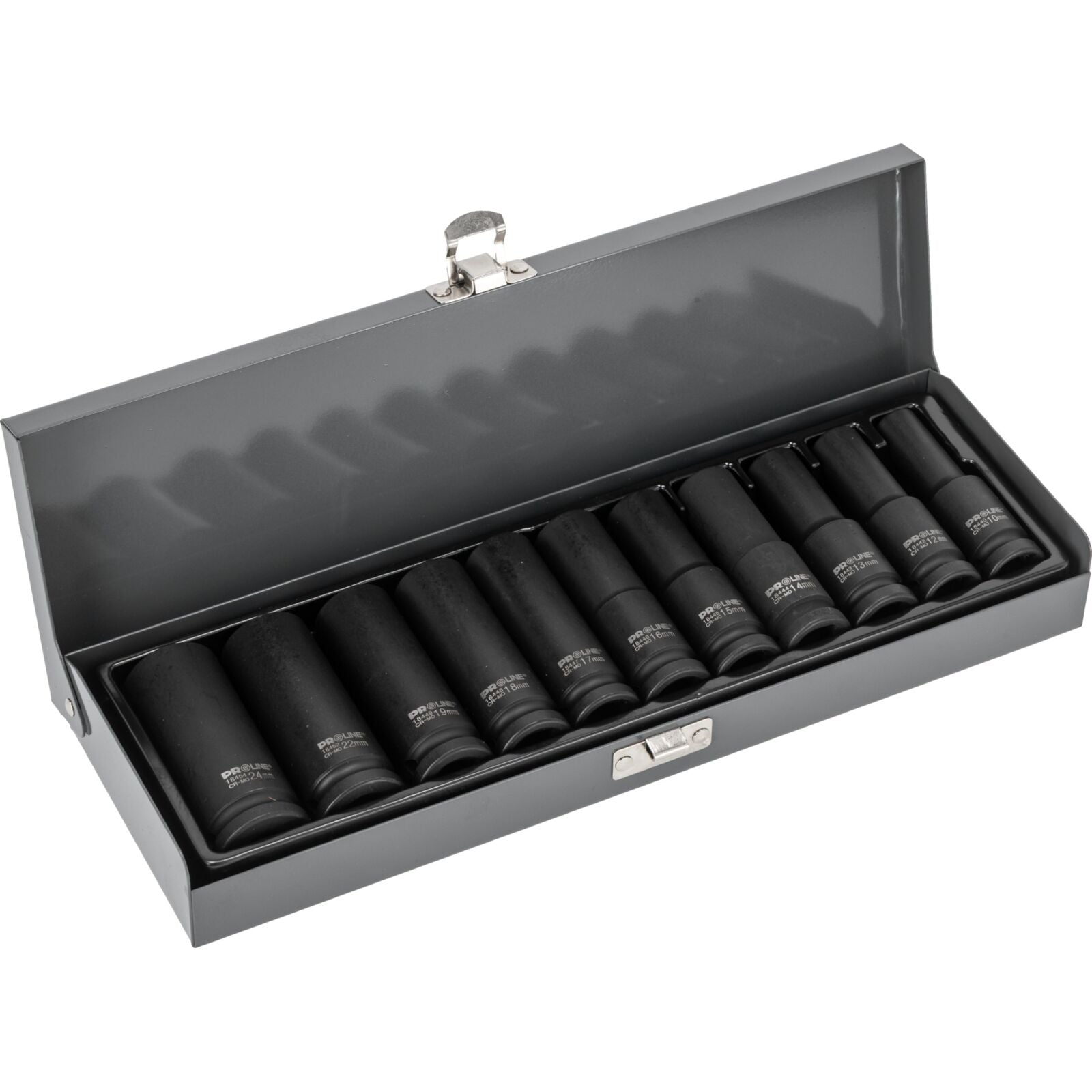 Set Bussole A Percussione 11 Pezzi 1/2 Lunghi 10-24 Mm L=78 Mm Cassa In Metallo Crmo Proline
