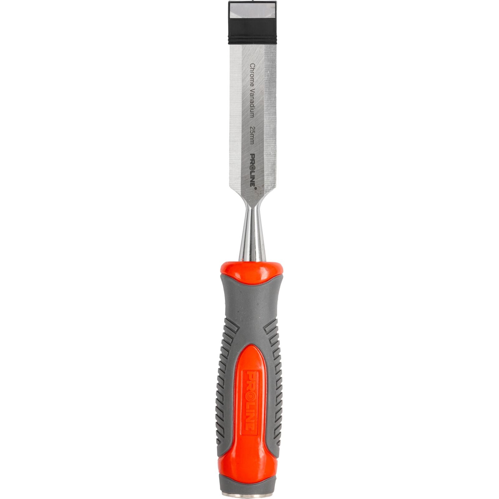 Holzmeißel, 25 mm, flach, verstärkter Chrom-Vanadium-Griff aus 60 HRC-Verbundwerkstoff (TPR), rutschfeste Oberfläche, Proline