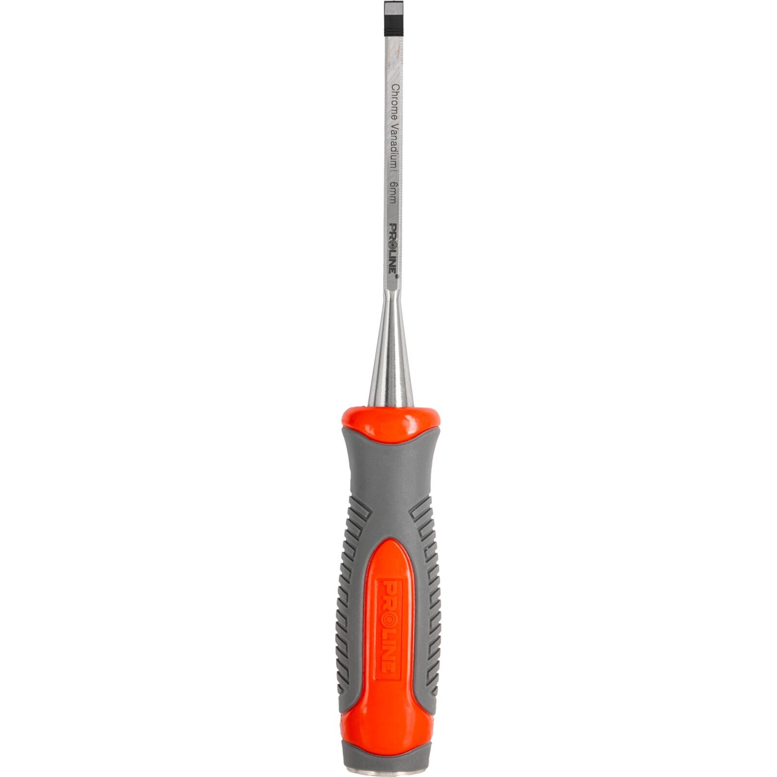 Flacher Holzmeißel 6 mm Chrom-Vanadium 60 HRC Verbundgriff (TPR) rutschfeste Oberfläche Proline
