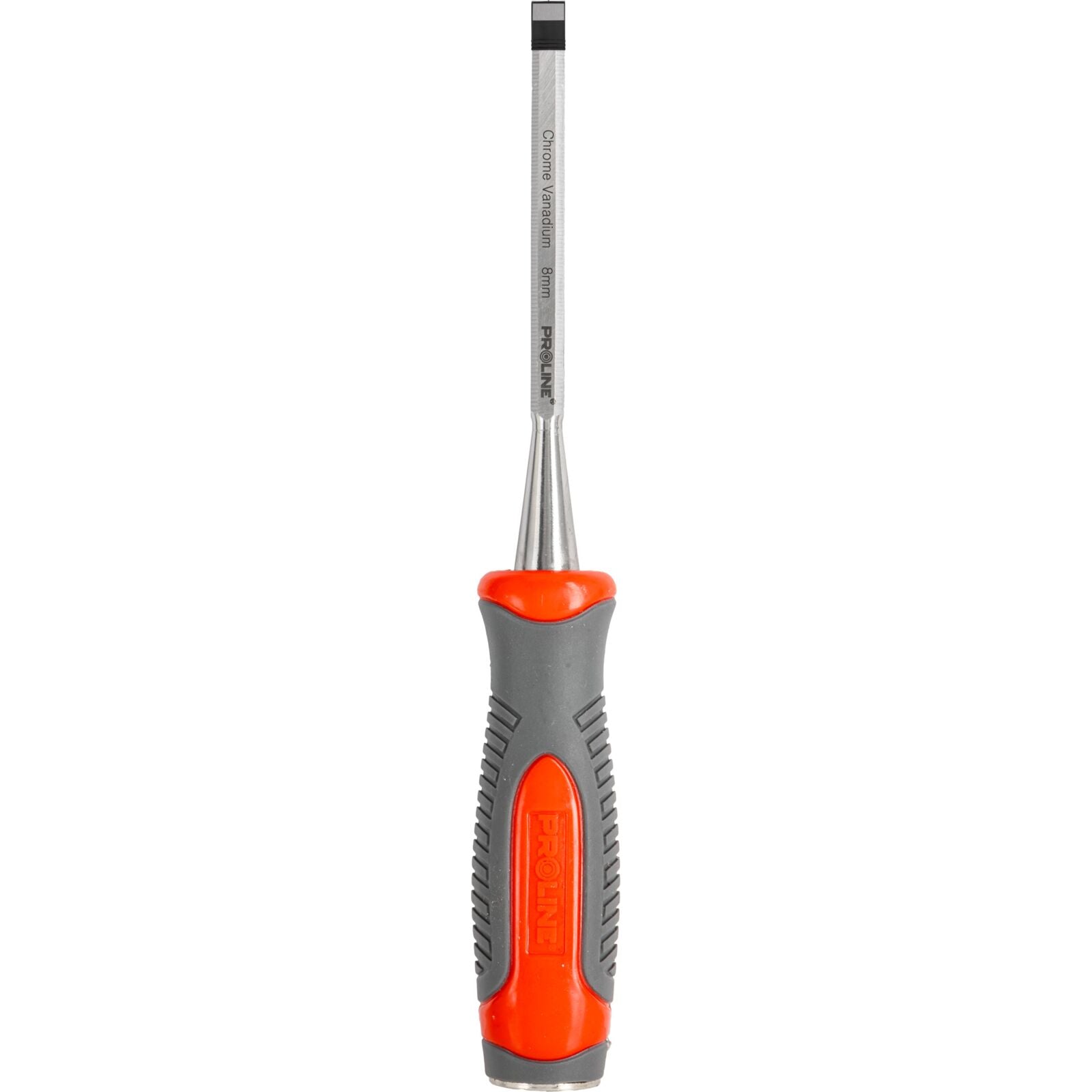 Wood Chisel 8 Mm Flat Reinforced Chrome-vanadium 60 Hrc Composite Handle (tpr) Non-slip Surface Proline