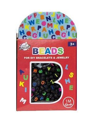 Kralenset Letters Zwart + 1 Meter Koord