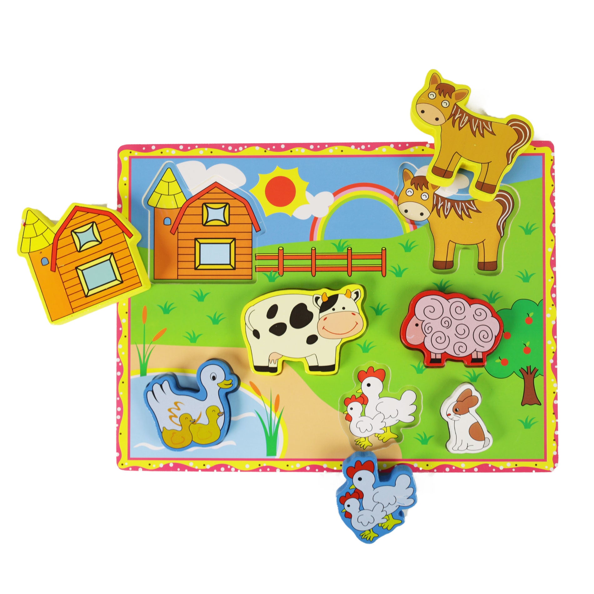 Puzzle-ul pentru copii din lemn - O fermă