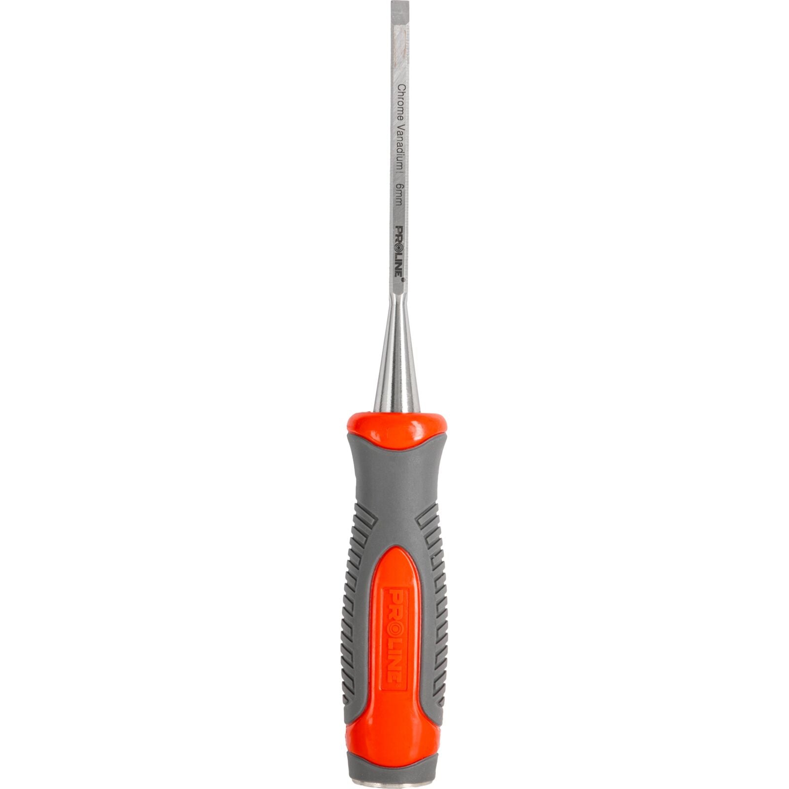 Flacher Holzmeißel 6 mm Chrom-Vanadium 60 HRC Verbundgriff (TPR) rutschfeste Oberfläche Proline