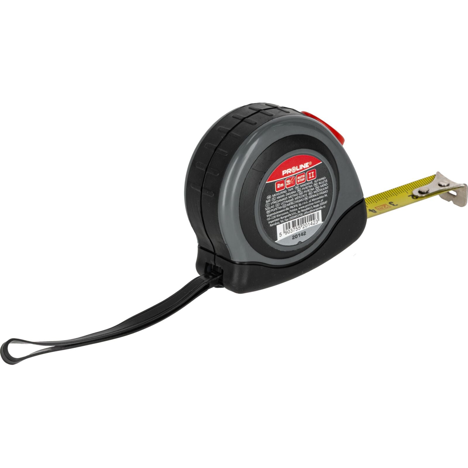 Fita métrica 2m-16m Caixa de borracha com trava automática Proline