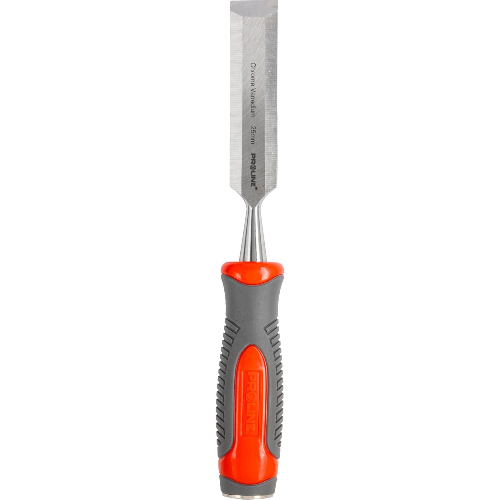Holzmeißel, 25 mm, flach, verstärkter Chrom-Vanadium-Griff aus 60 HRC-Verbundwerkstoff (TPR), rutschfeste Oberfläche, Proline