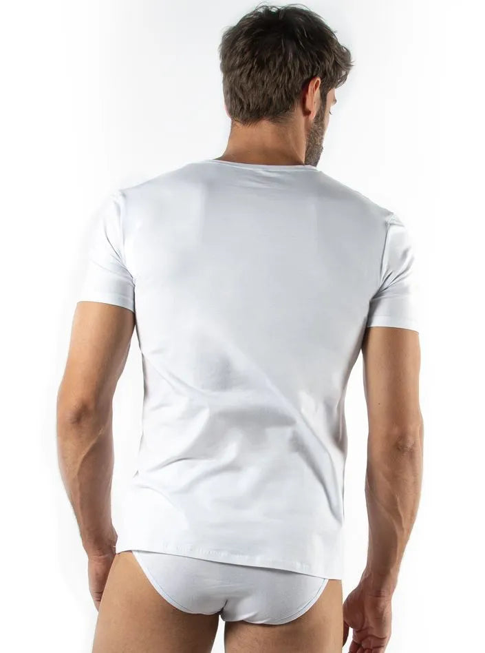 Tricou bărbați Fila cu decolteu în V Fit White White
