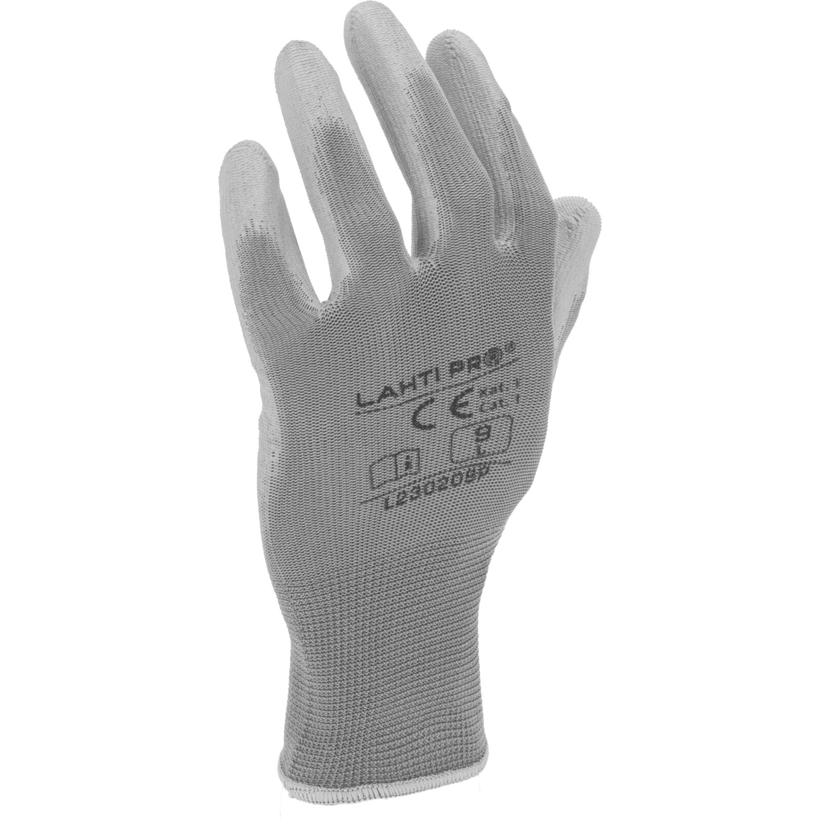 Gloves Pu Grey L230209p 12 Pairs 9  Ce Lahti